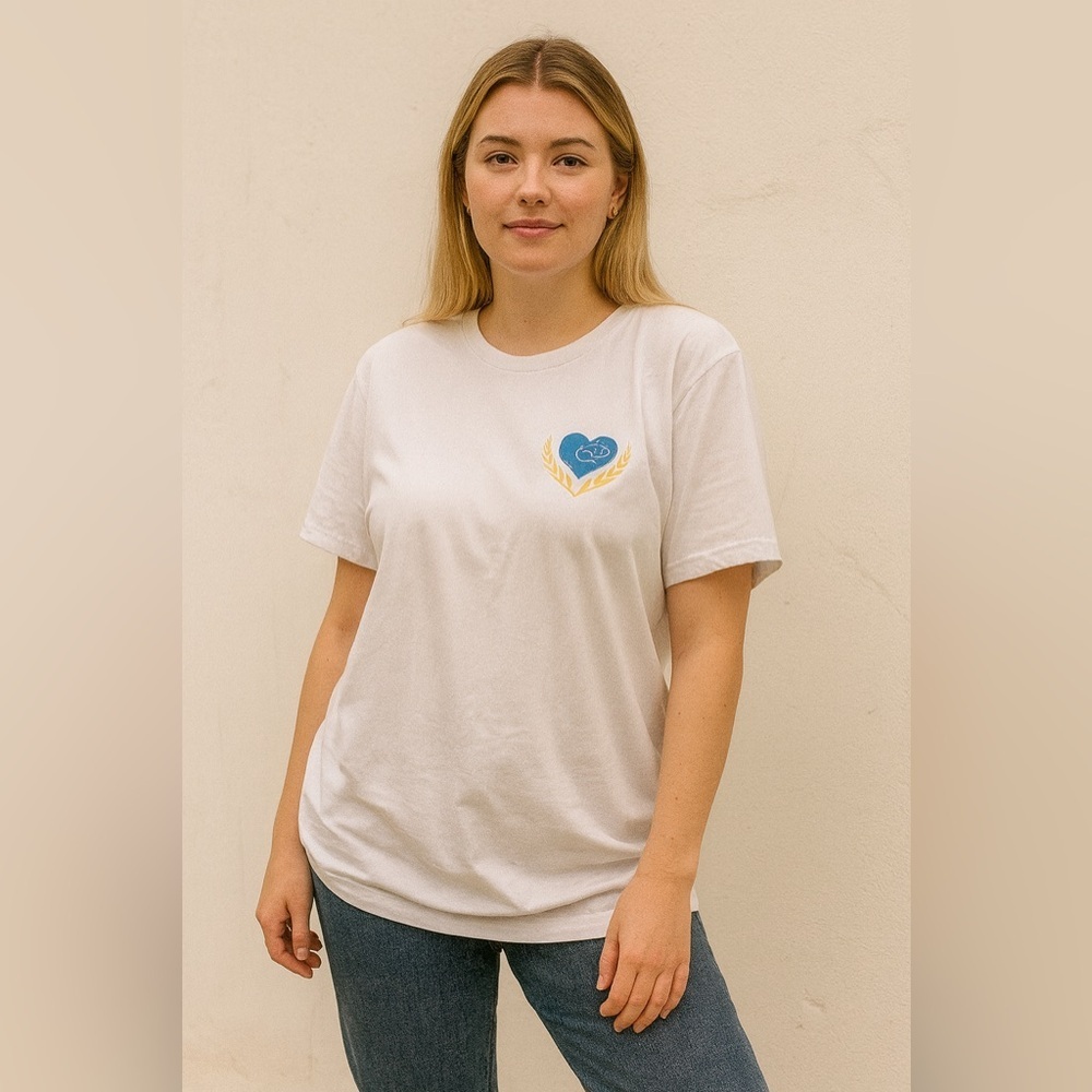 Wander Spirit Tee Support Ukraine Graphic White Yellow Blue Oversized Co…
